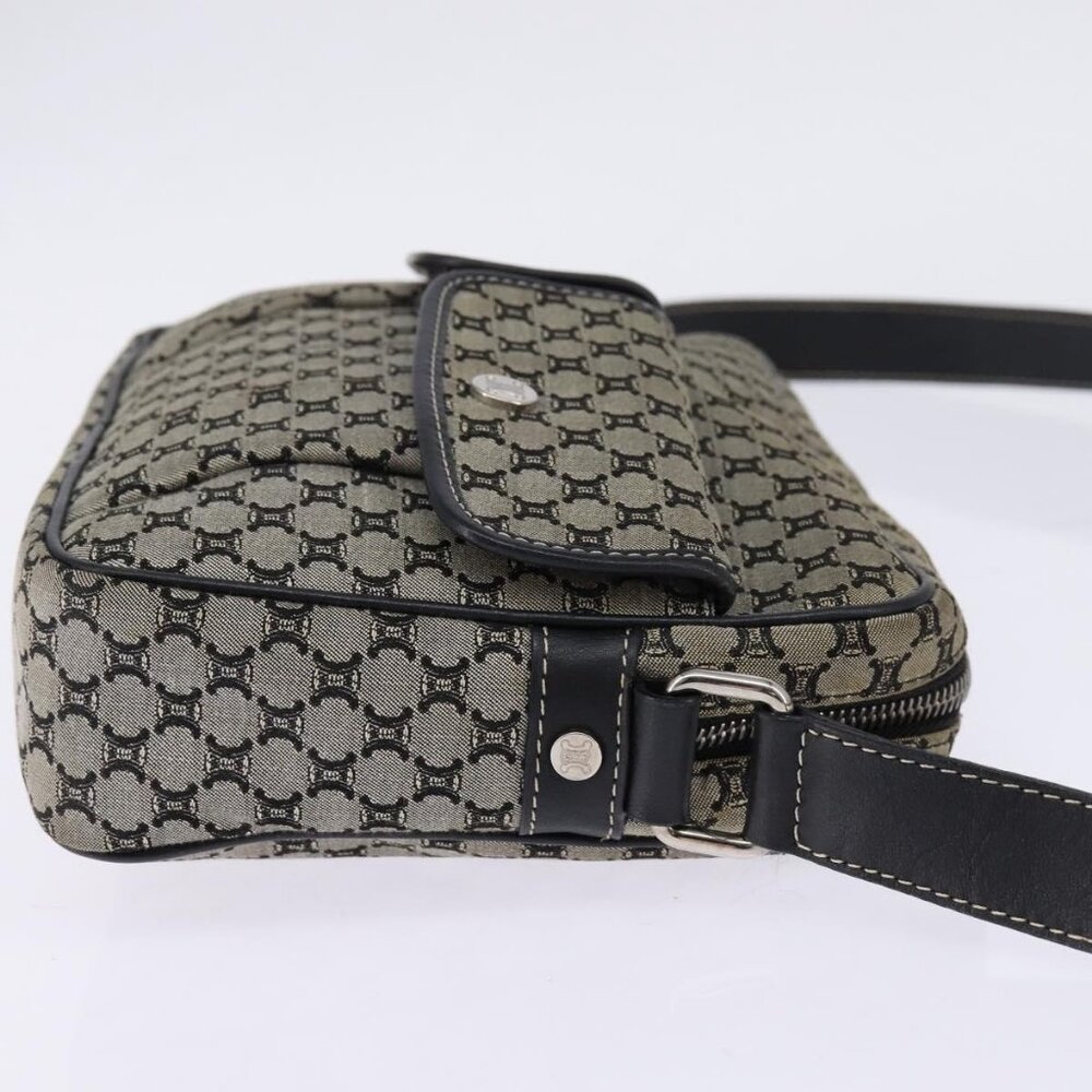 Authentic CELINE Macadam Canvas Shoulder Bag Navy Gold - Picture 11 of 16